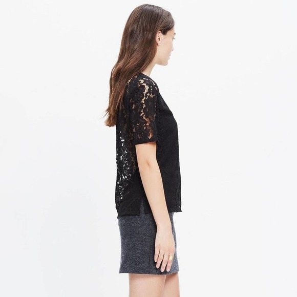 NWOT Madewell Lace Refined Tee Blouse short sleeve - Picture 2 of 8